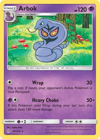 63/214 Arbok Reverse Holo - Unbroken Bonds