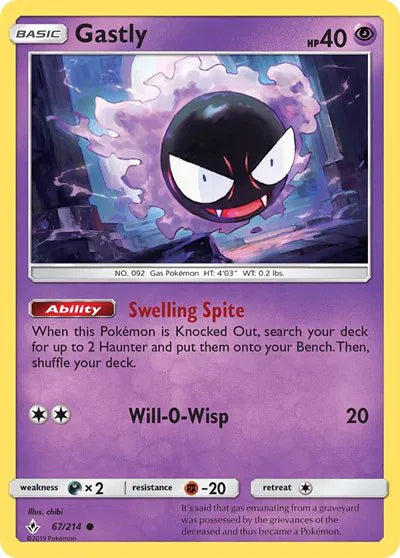 67/214 Gastly Reverse Holo - Unbroken Bonds