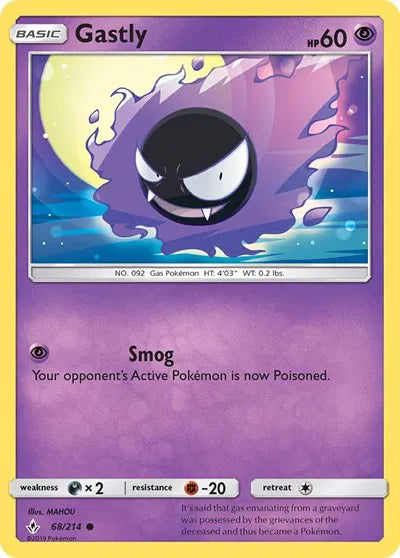 68/214 Gastly Reverse Holo - Unbroken Bonds