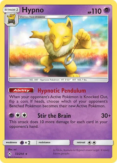 72/214 Hypno Reverse Holo - Unbroken Bonds