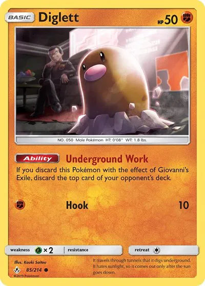 85/214 Diglett Reverse Holo - Unbroken Bonds