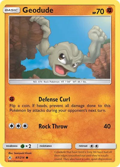 87/214 Geodude Reverse Holo - Unbroken Bonds