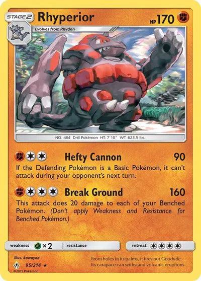 95/214 Rhyperior Reverse Holo - Unbroken Bonds