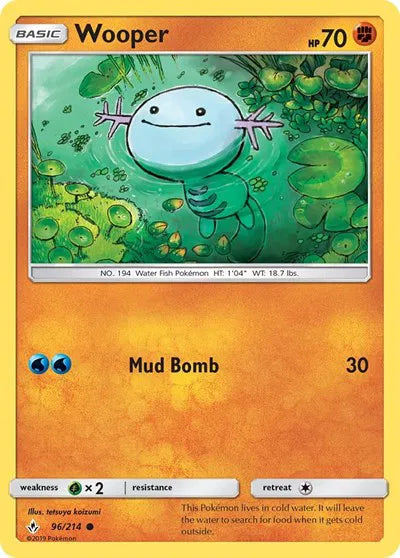 96/214 Wooper Reverse Holo - Unbroken Bonds