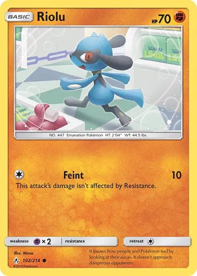 102/214 Riolu Reverse Holo - Unbroken Bonds