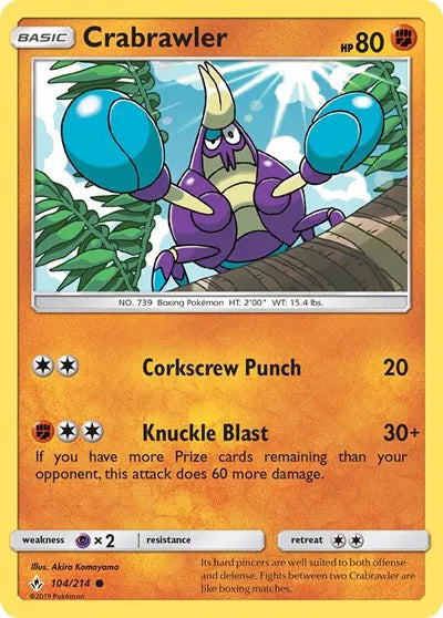 104/214 Crabrawler Reverse Holo - Unbroken Bonds