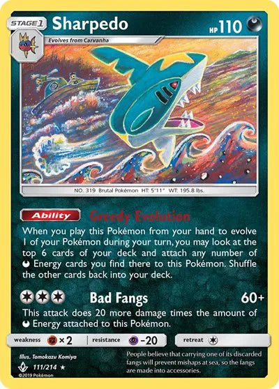 111/214 Sharpedo Reverse Holo - Unbroken Bonds