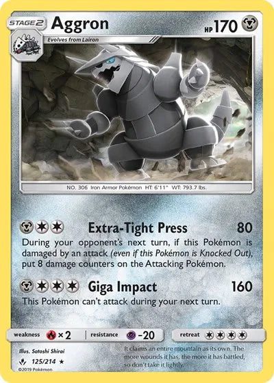 125/214 Aggron Reverse Holo - Unbroken Bonds
