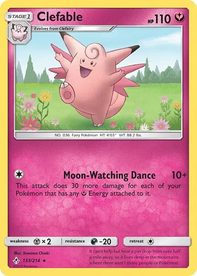 133/214 Clefable Reverse Holo - Unbroken Bonds