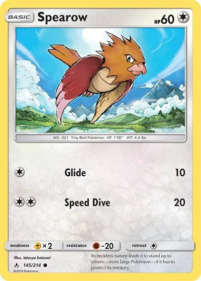 145/214 Spearow Reverse Holo - Unbroken Bonds