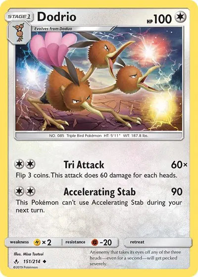 151/214 Dodrio Reverse Holo - Unbroken Bonds
