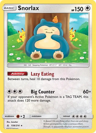 158/214 Snorlax Holofoil - Unbroken Bonds