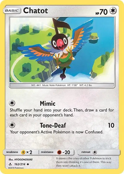162/214 Chatot Reverse Holo - Unbroken Bonds