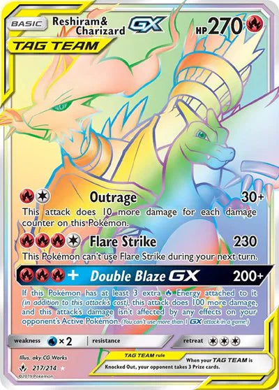 217/214 Reshiram & Charizard GX - Unbroken Bonds