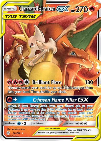 22/236 Charizard & Braixen GX - Cosmic Eclipse