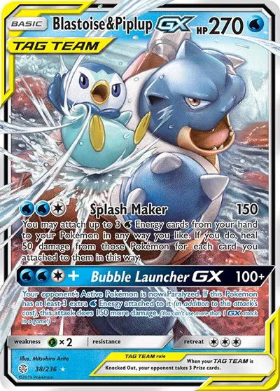 38/236 Blastoise & Pilpup GX - Cosmic Eclipse