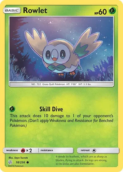 18/236 Rowlet Reverse Holo - Cosmic Eclipse