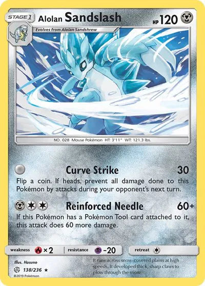138/236 Alolan Sandslash Reverse Holo - Cosmic Eclipse