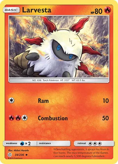 34/236 Larvesta Reverse Holo - Cosmic Eclipse
