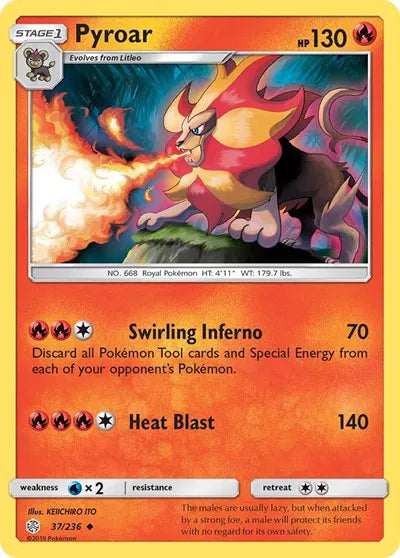 37/236 Pyroar Reverse Holo - Cosmic Eclipse