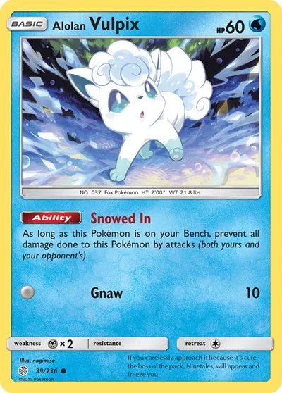 39/236 Alolan Vulpix Reverse Holo - Cosmic Eclipse