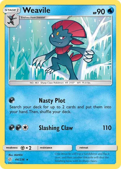 44/236 Weavile Reverse Holo - Cosmic Eclipse