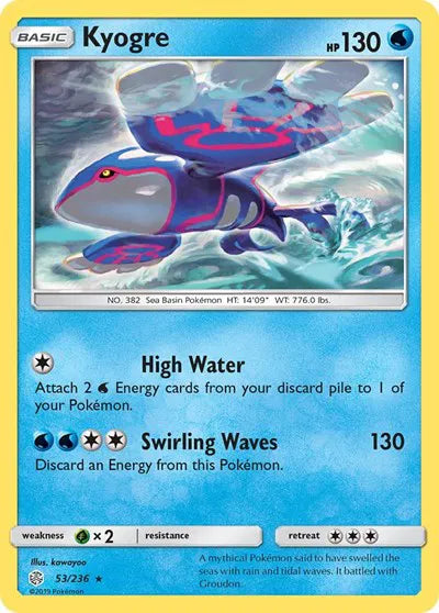 53/236 Kyogre Reverse Holo - Cosmic Eclipse