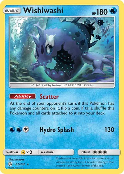 62/236 Wishiwashi Reverse Holo - Cosmic Eclipse