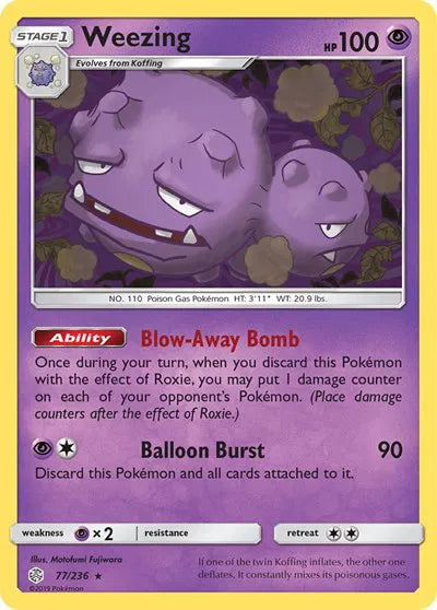 77/236 Weezing Reverse Holo - Cosmic Eclipse