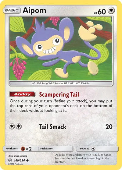 169/236 Aipom Reverse Holo - Cosmic Eclipse