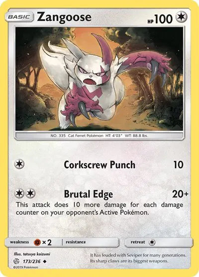 173/236 Zangoose Reverse Holo - Cosmic Eclipse