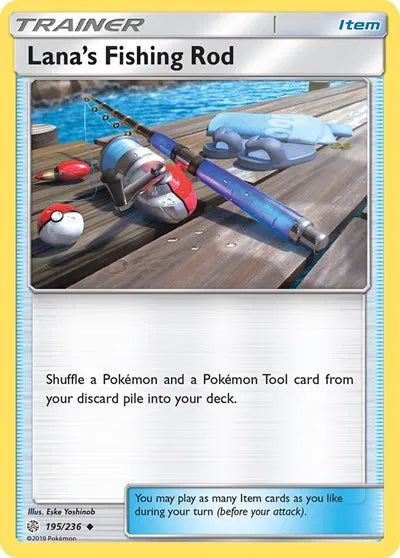 195/236 Lana's Fishing Rod Reverse Holo - Cosmic Eclipse