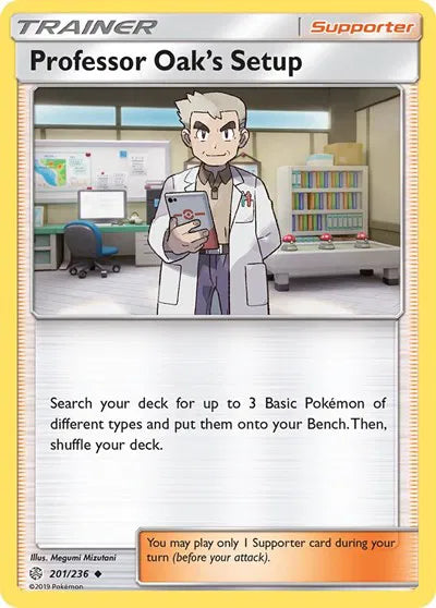 201/236 Professor Oak's Setup Reverse Holo - Cosmic Eclipse