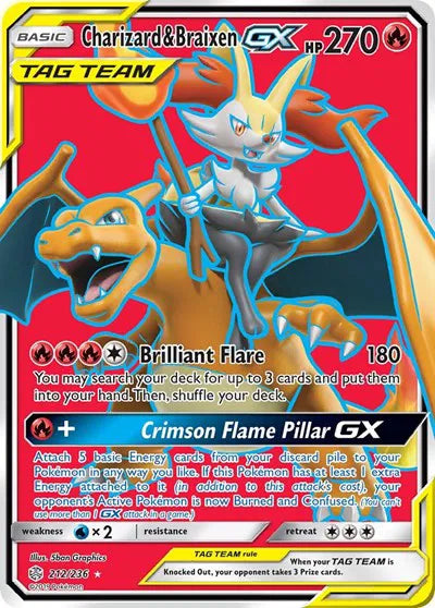 212/236 Charizard & Braixen GX - Cosmic Eclipse