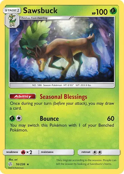 16/236 Sawsbuck Reverse Holo - Cosmic Eclipse