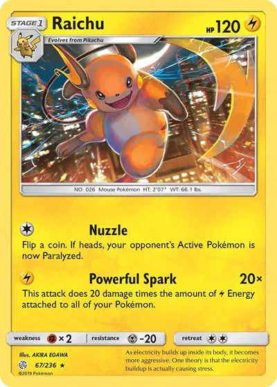 67/236 Raichu Reverse Holo - Cosmic Eclipse