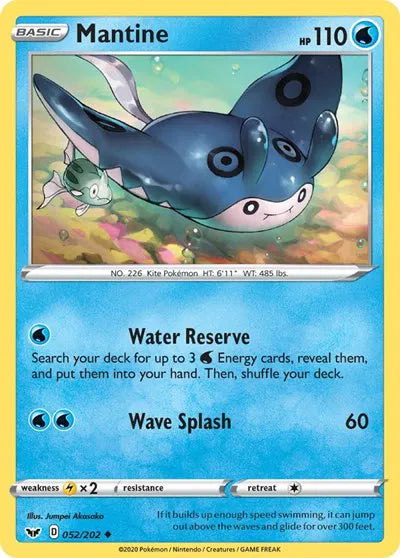 052/202 Mantine Reverse Holo - Sword & Shield
