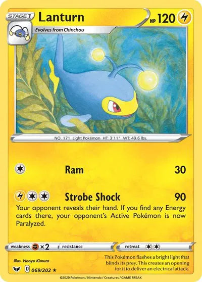 069/202 Lanturn Reverse Holo - Sword & Shield