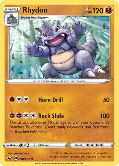 098/202 Rhydon Reverse Holo - Sword & Shield