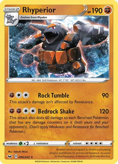 099/202 Rhyperior Holofoil - Sword & Shield