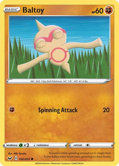 102/202 Baltoy Reverse Holo - Sword & Shield