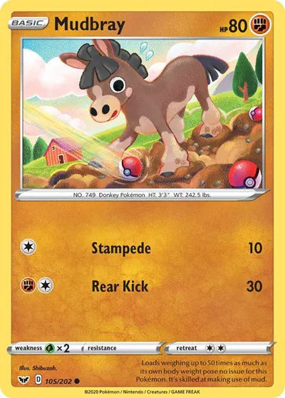 105/202 Mudbray Reverse Holo - Sword & Shield