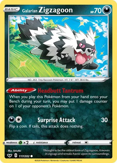 117/202 Galarian Zigzagoon Reverse Holo - Sword & Shield