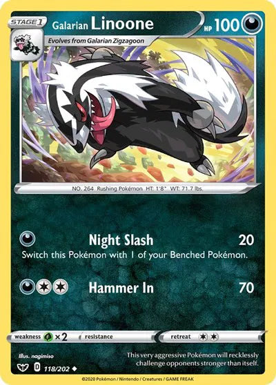 118/202 Galarian Linoone Reverse Holo - Sword & Shield