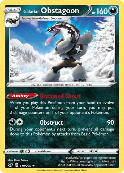 119/202 Galarian Obstagoon Holofoil - Sword & Shield