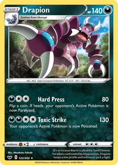 122/202 Drapion Reverse Holo - Sword & Shield