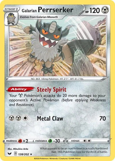 128/202 Galarian Perrserker Reverse Holo - Sword & Shield