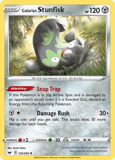 132/202 Galarian Stunfisk Reverse Holo - Sword & Shield