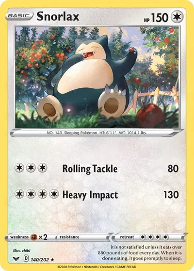 140/202 Snorlax Reverse Holo - Sword & Shield