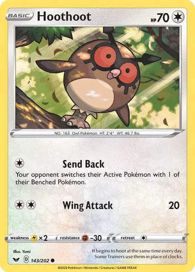 143/202 Hoothoot Reverse Holo - Sword & Shield